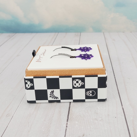 Betsey Johnson Purple Spider Web Earrings NEW - Picture 5 of 8